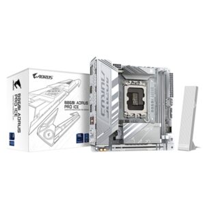 Gigabyte B860I AORUS PRO ICE Intel 1851 Socket Motherboard, Mini-ITX, 2x DDR5 Slots, 2x M.2 Sockets, Fitted I/O Shield, 2.5GbE LAN, Wi-Fi 7, 1x DisplayPort / 1x HDMI Port